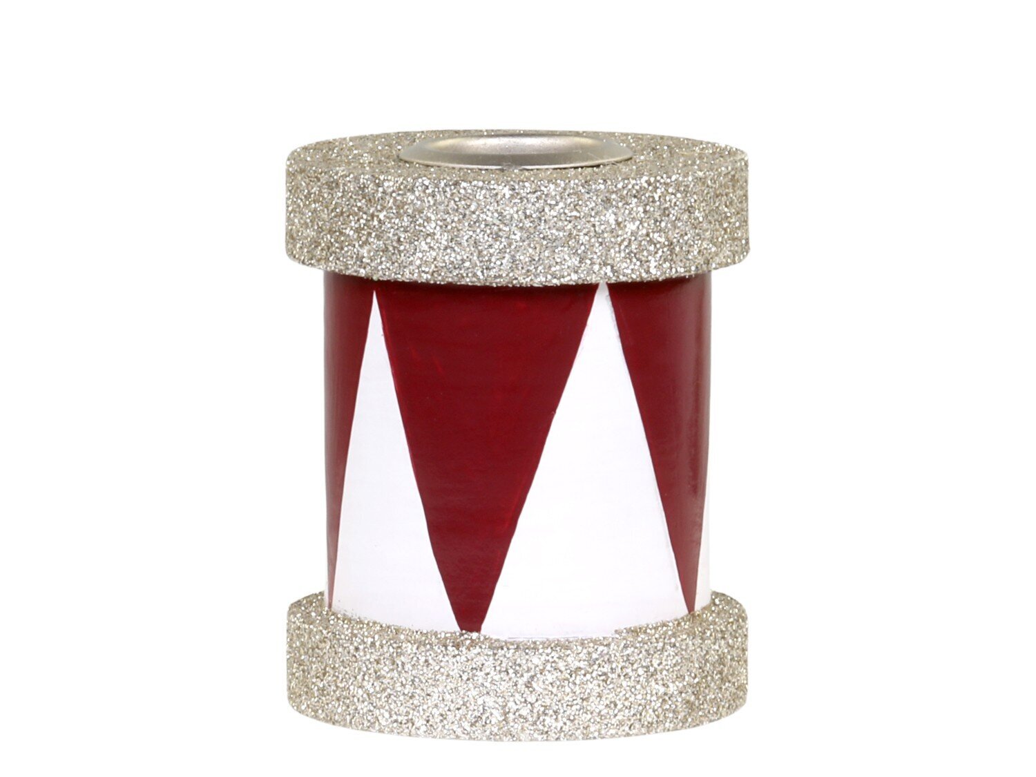 Kerzenständer Trommel mit Glitzer, rot 