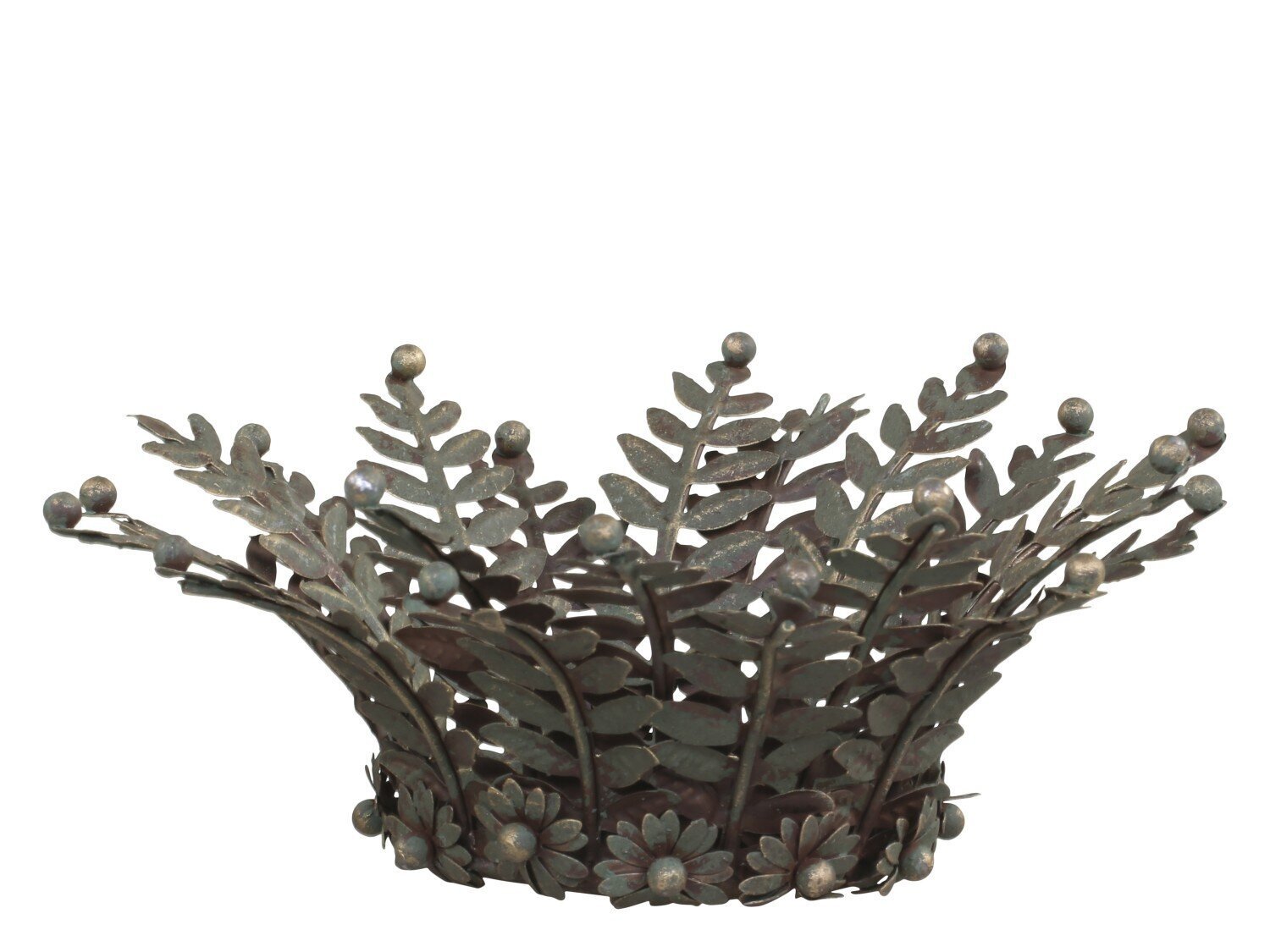 Kerzentablett mit Blättern, antik messing 