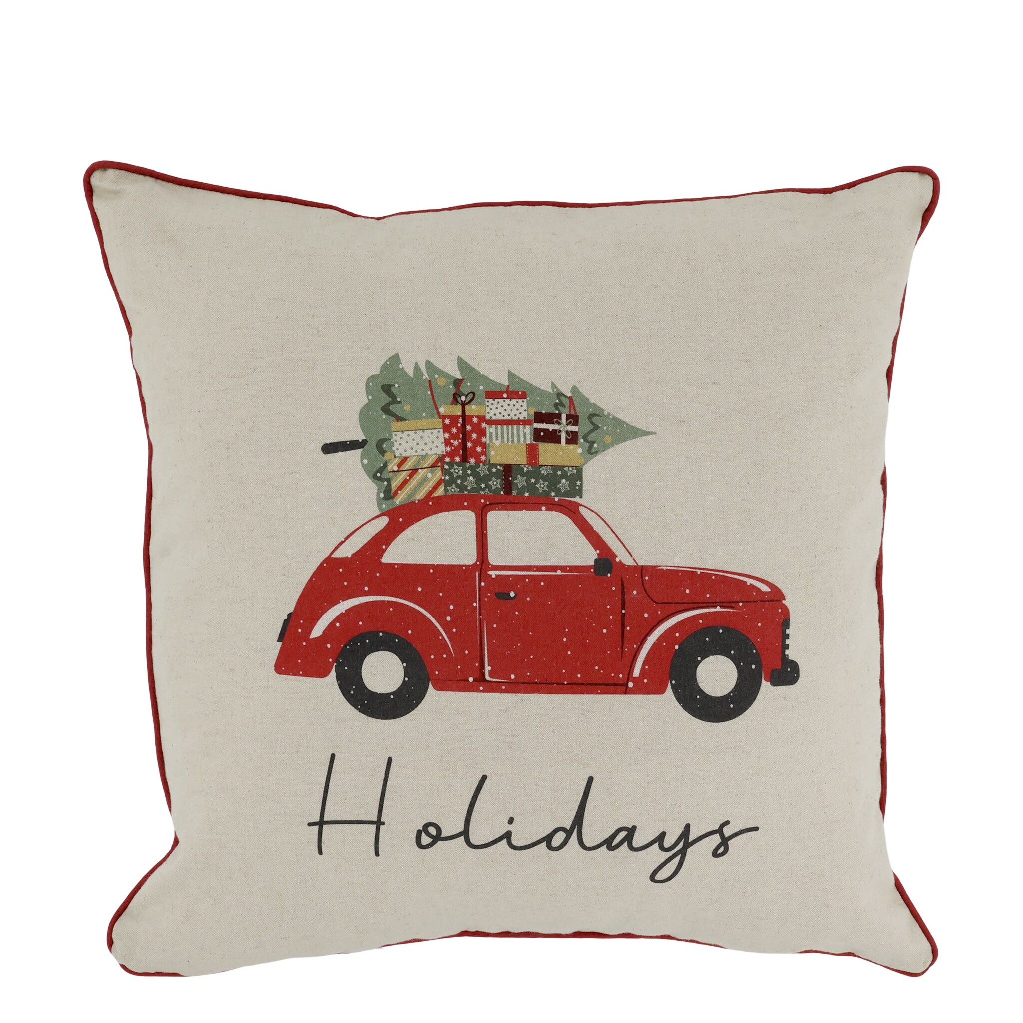 Kissenbezug Holidays mit Auto, weiss 