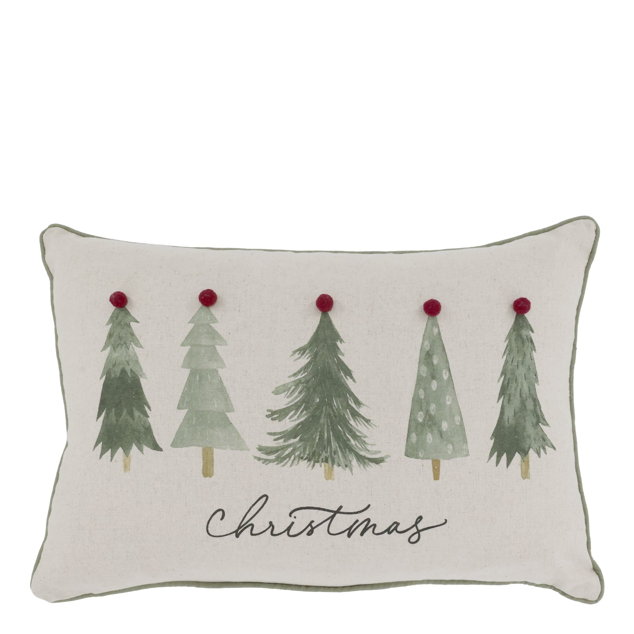 Kissenbezug Christmas mit Weihnachtsbäumen, weiss 