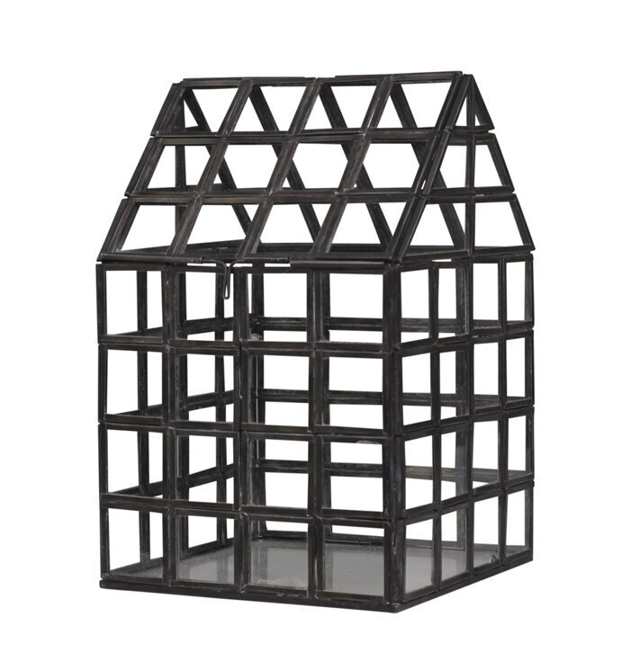 Eisen Gewächshaus Deko Glas, schwarz 