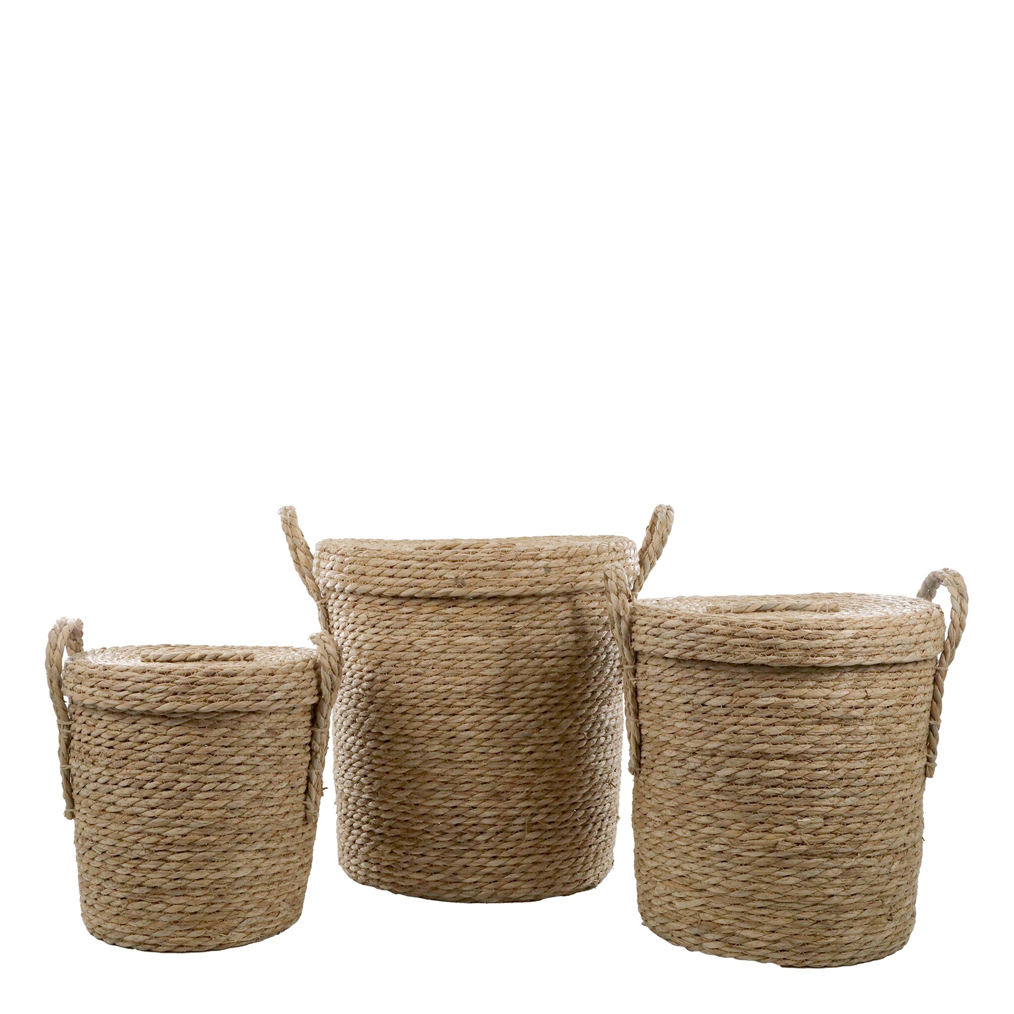 Körbe mit Deckel 3-er Set, natur 