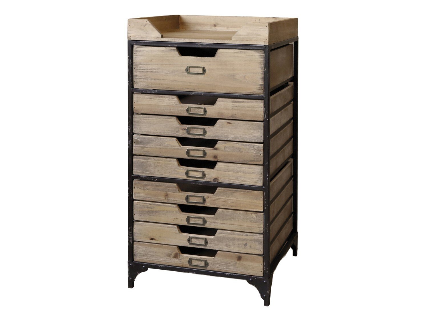 Kommode Sortierregal mit 9 Schubladen, antique schwarz 