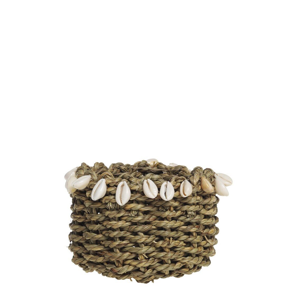 Korb geflochten mit Muscheln, natur 