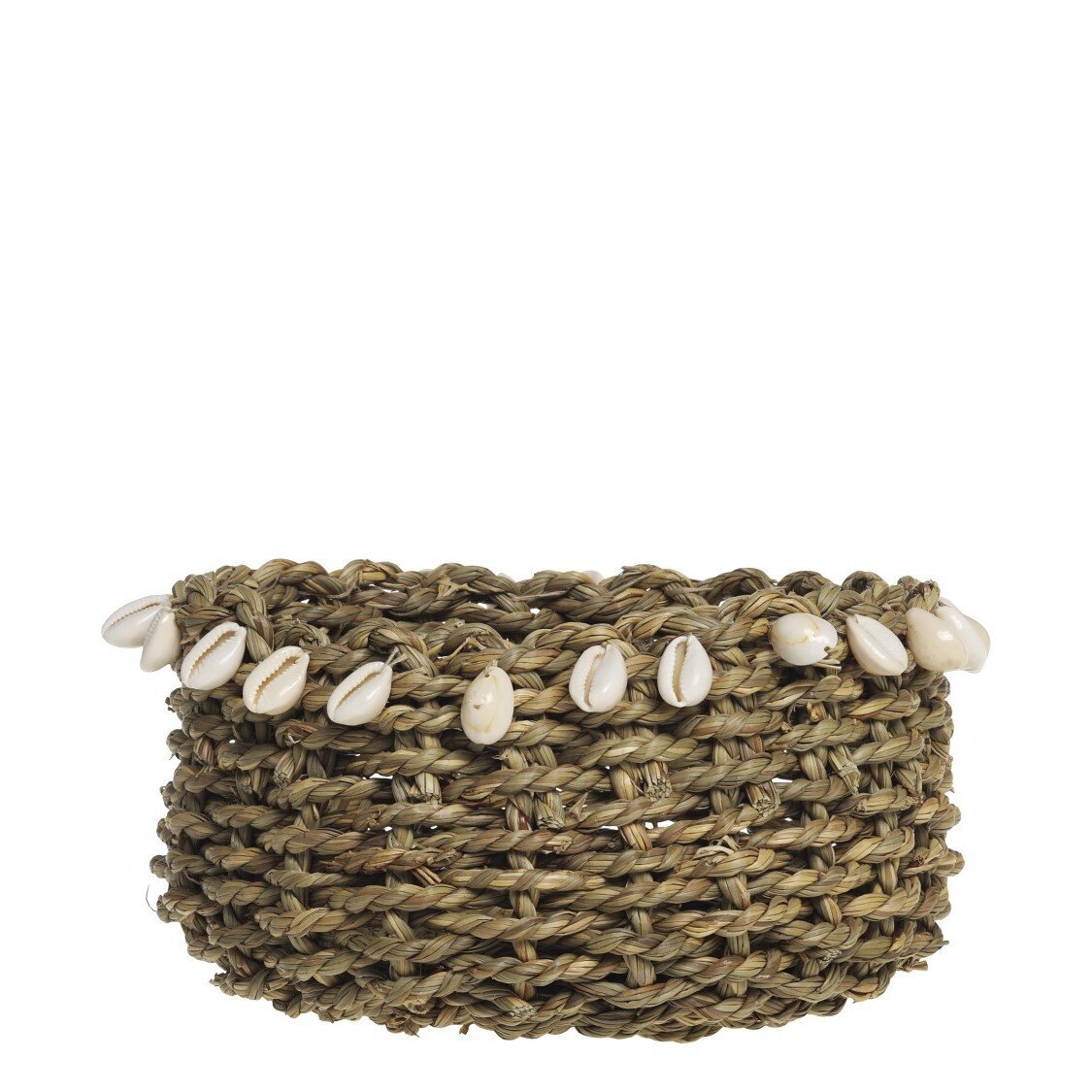 Korb geflochten mit Muscheln, natur 