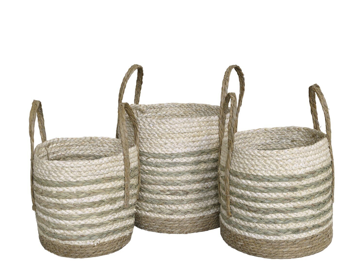 Korbset aus getrocknetem Gras, natur 