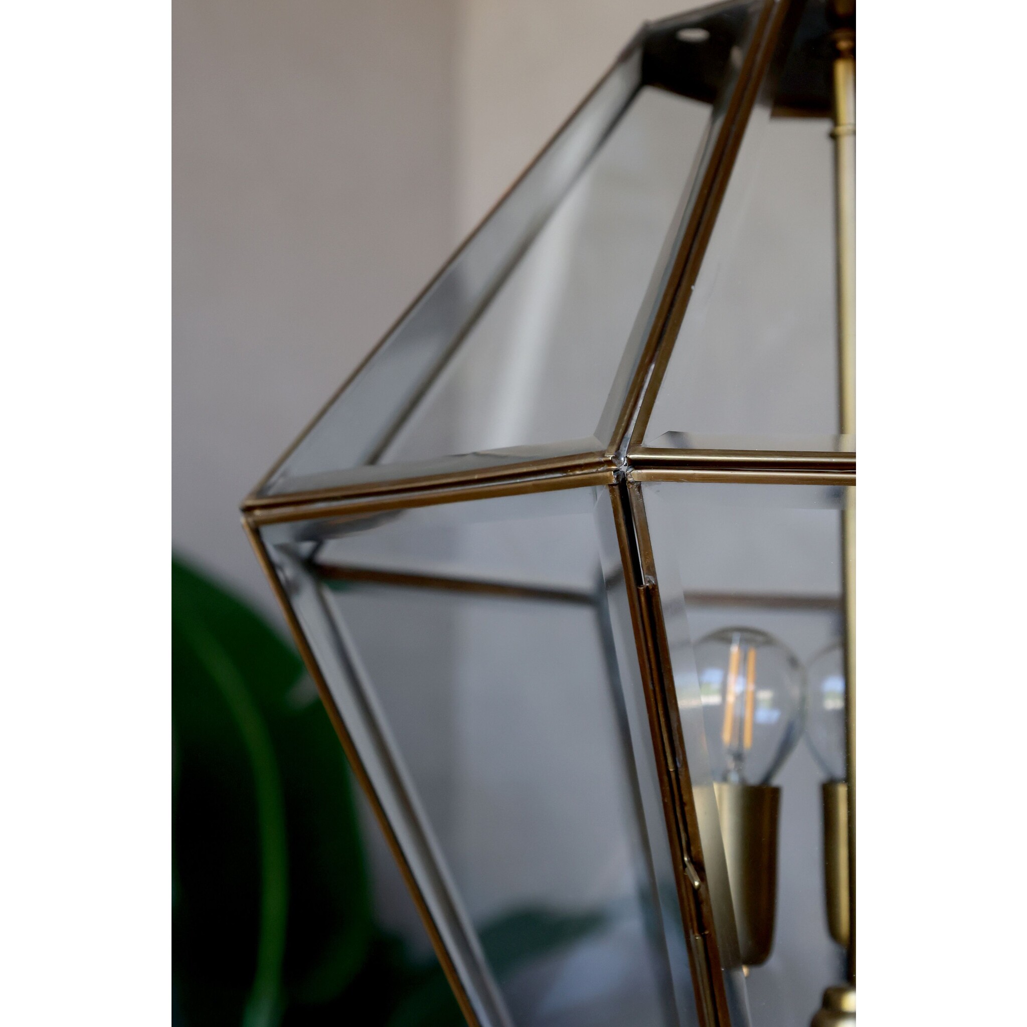 Kronleuchter Antik Messing mit Glas, antique messing 