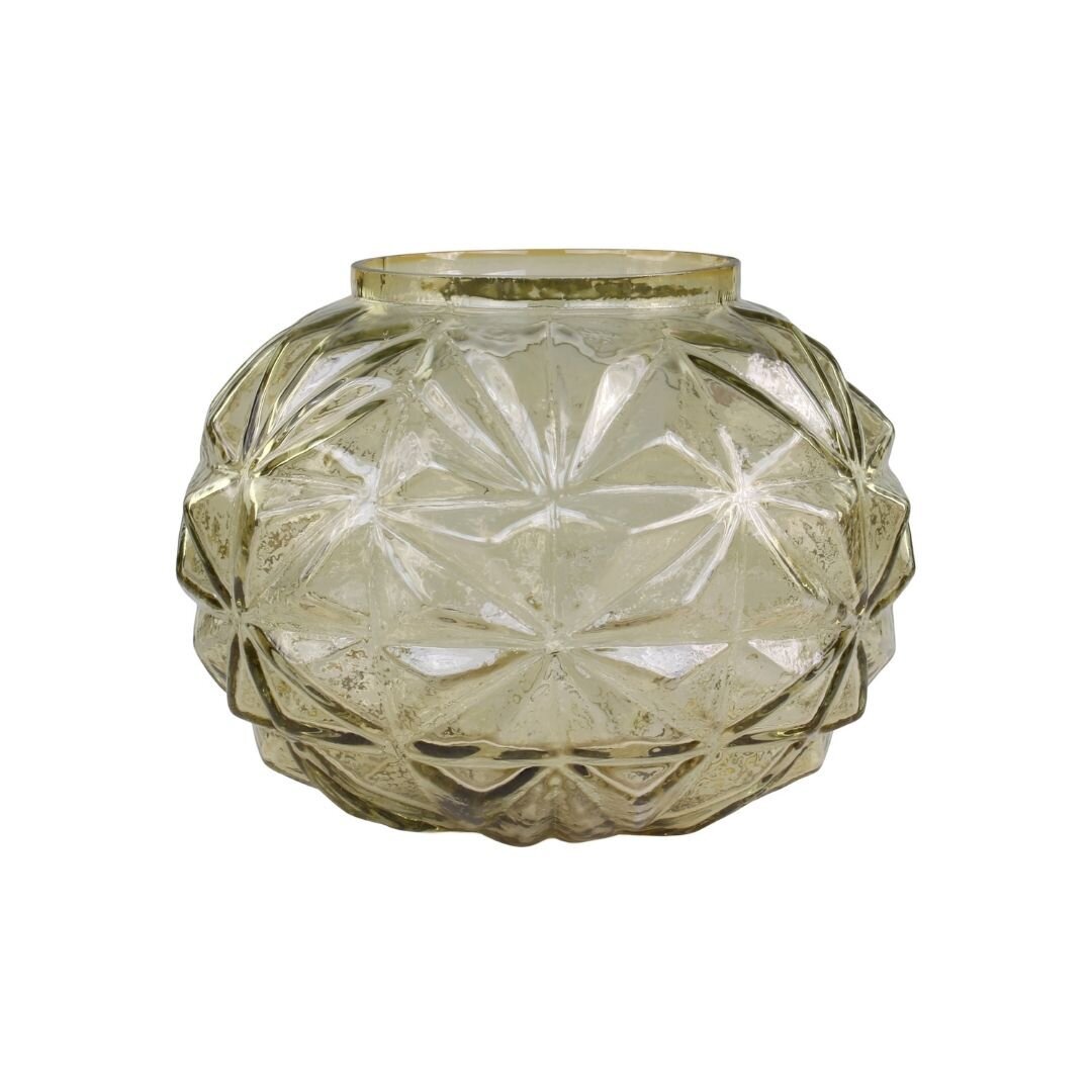 Kugelförmige Vase mit Schliff, verte 