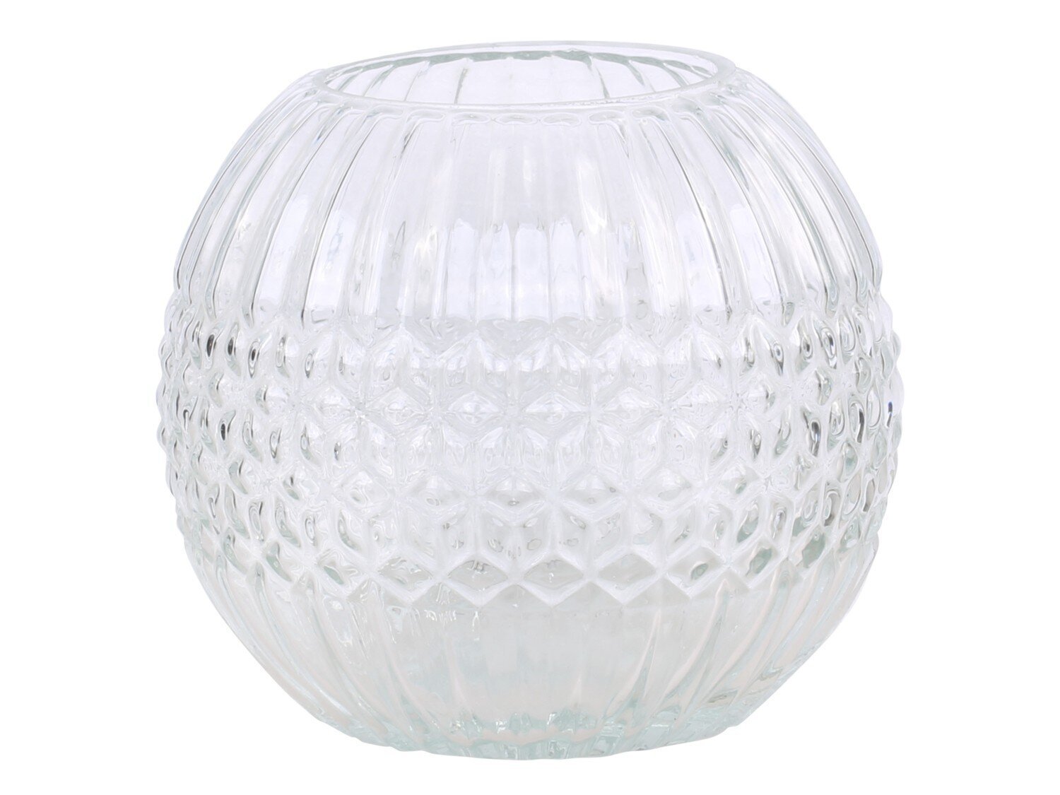 Kugelvase mit Rillen, klar H13/Ø15 cm