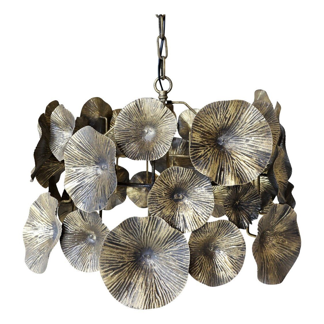 Lampe mit Blumen Dekor, antique messing 