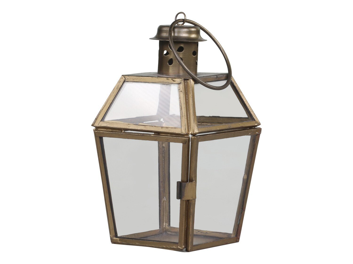 Laterne aus Eisen und Glas, antik messing 