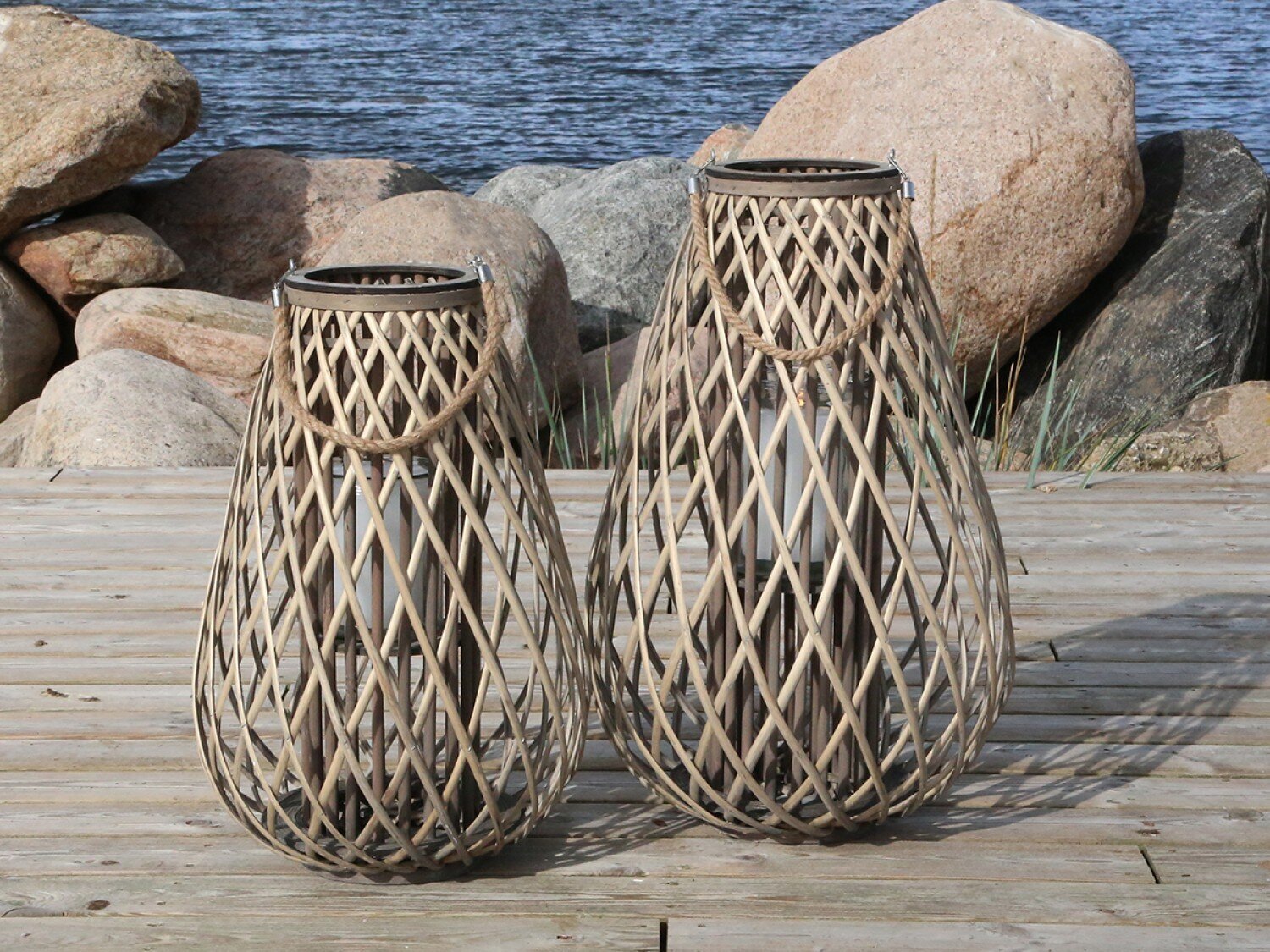 Chic Antique Laterne geflochten,  