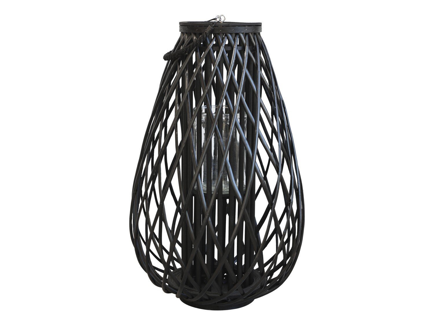Laterne geflochten schwarz, schwarz H70/Ø45 cm