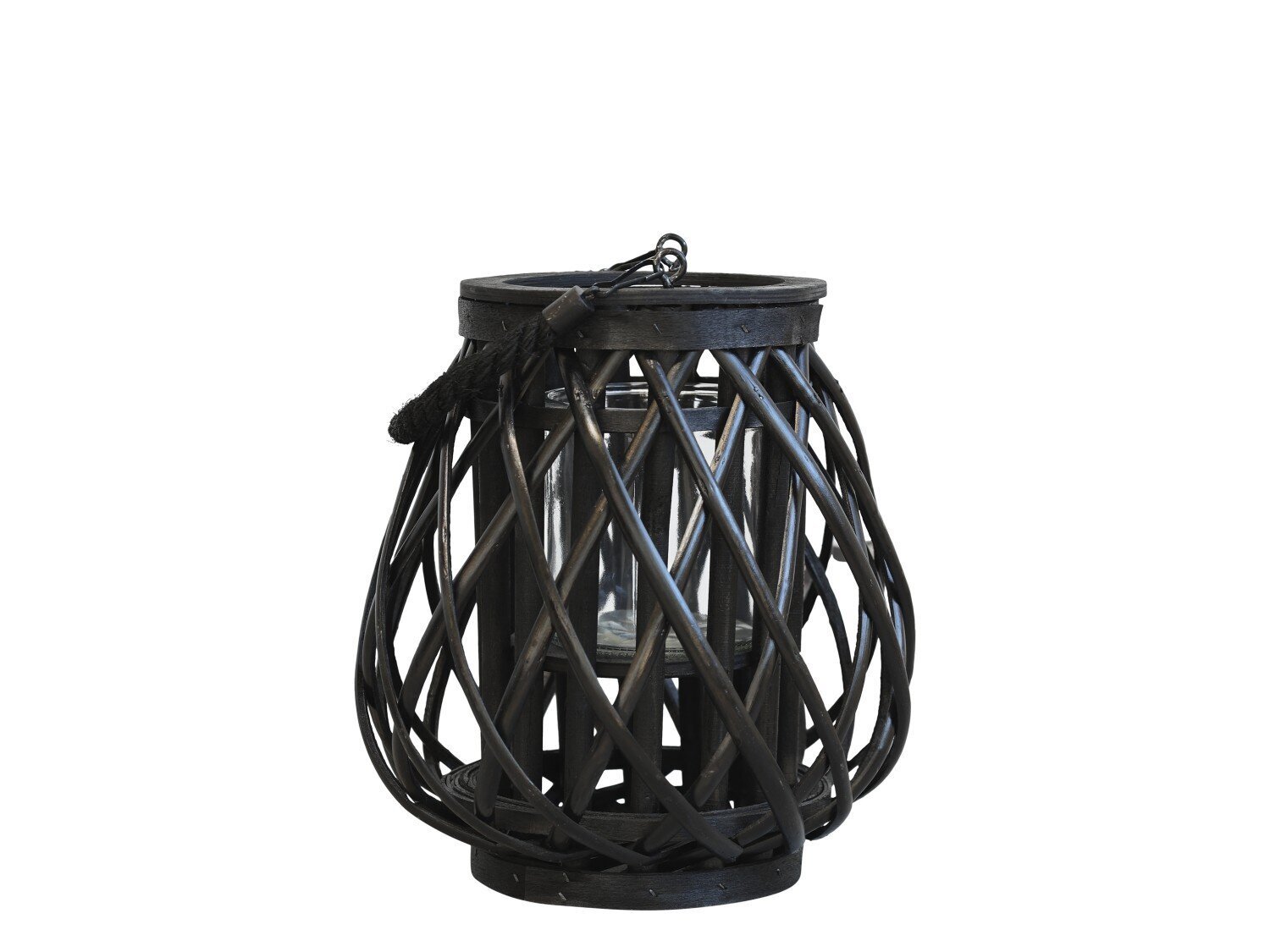 Laterne geflochten schwarz, schwarz H25/Ø23 cm
