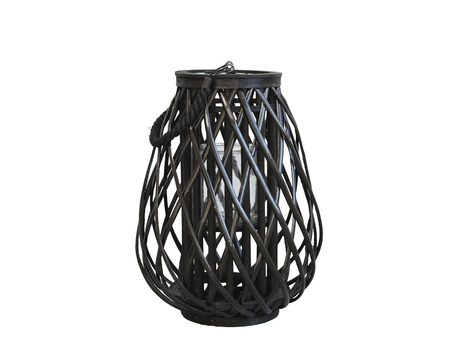 Laterne geflochten schwarz, schwarz H40/Ø30 cm