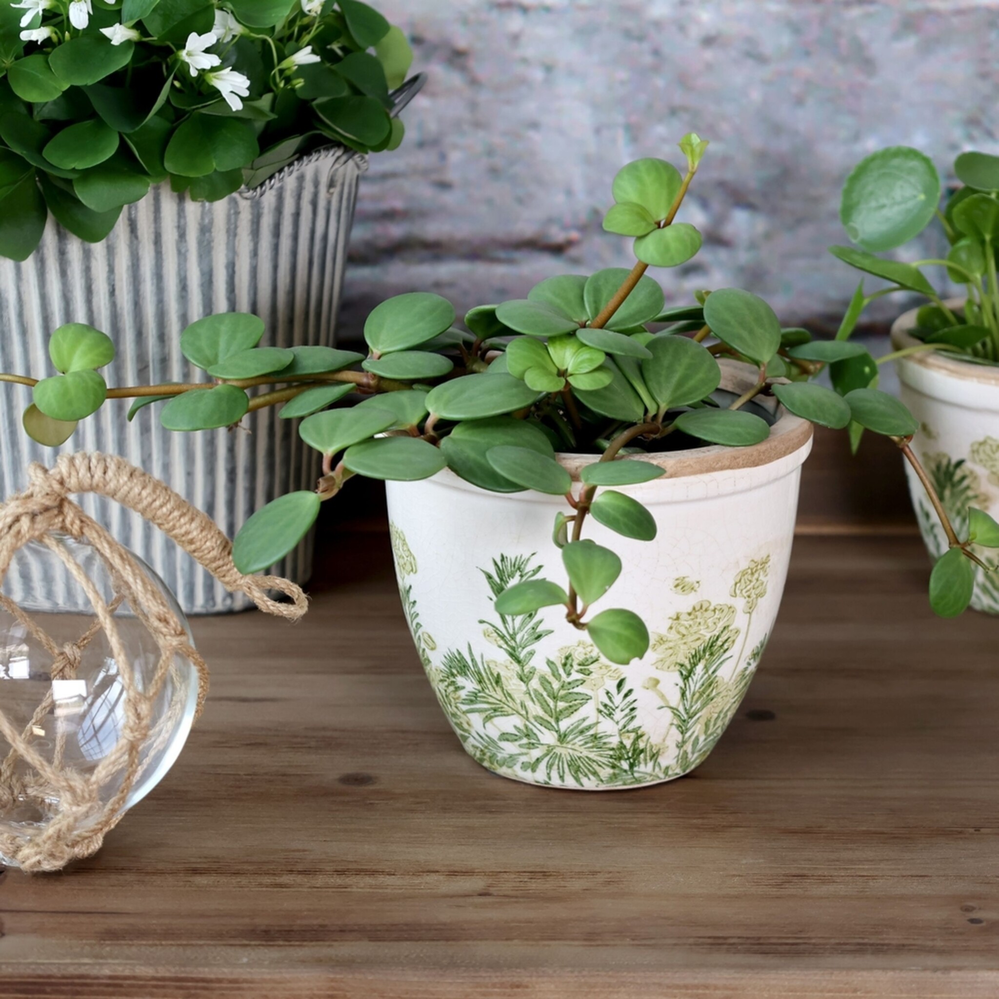 Laval Übertopf mit Blumendruck, verte 13 cm, Ø 15 cm