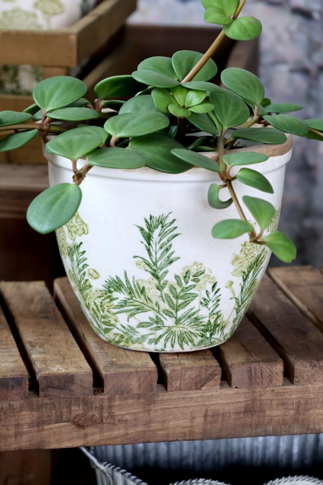Laval Übertopf mit Blumendruck, verte 13 cm, Ø 15 cm