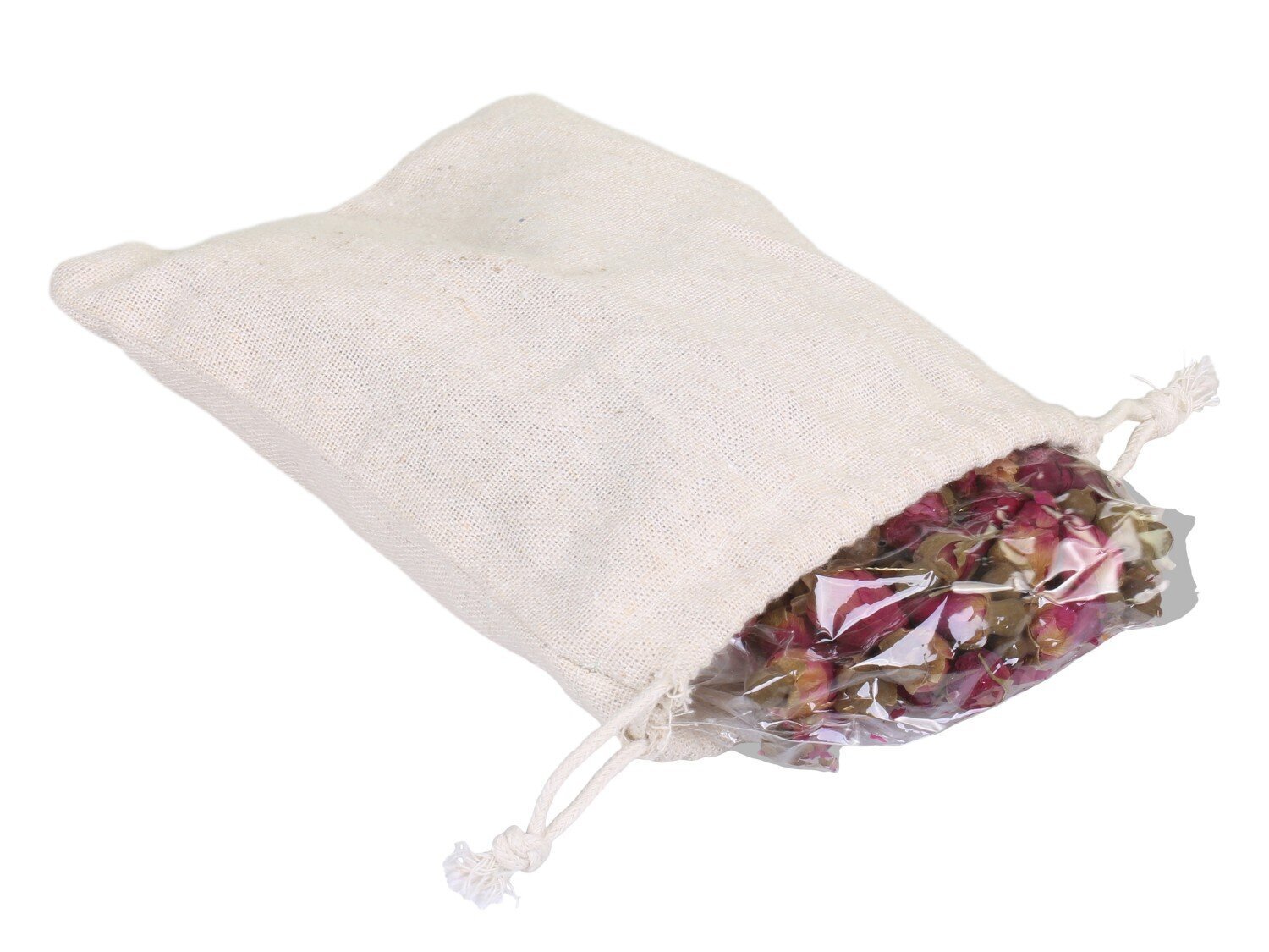Fleur Leinentasche mit getrocknetem Rosen Potpourri, rot 