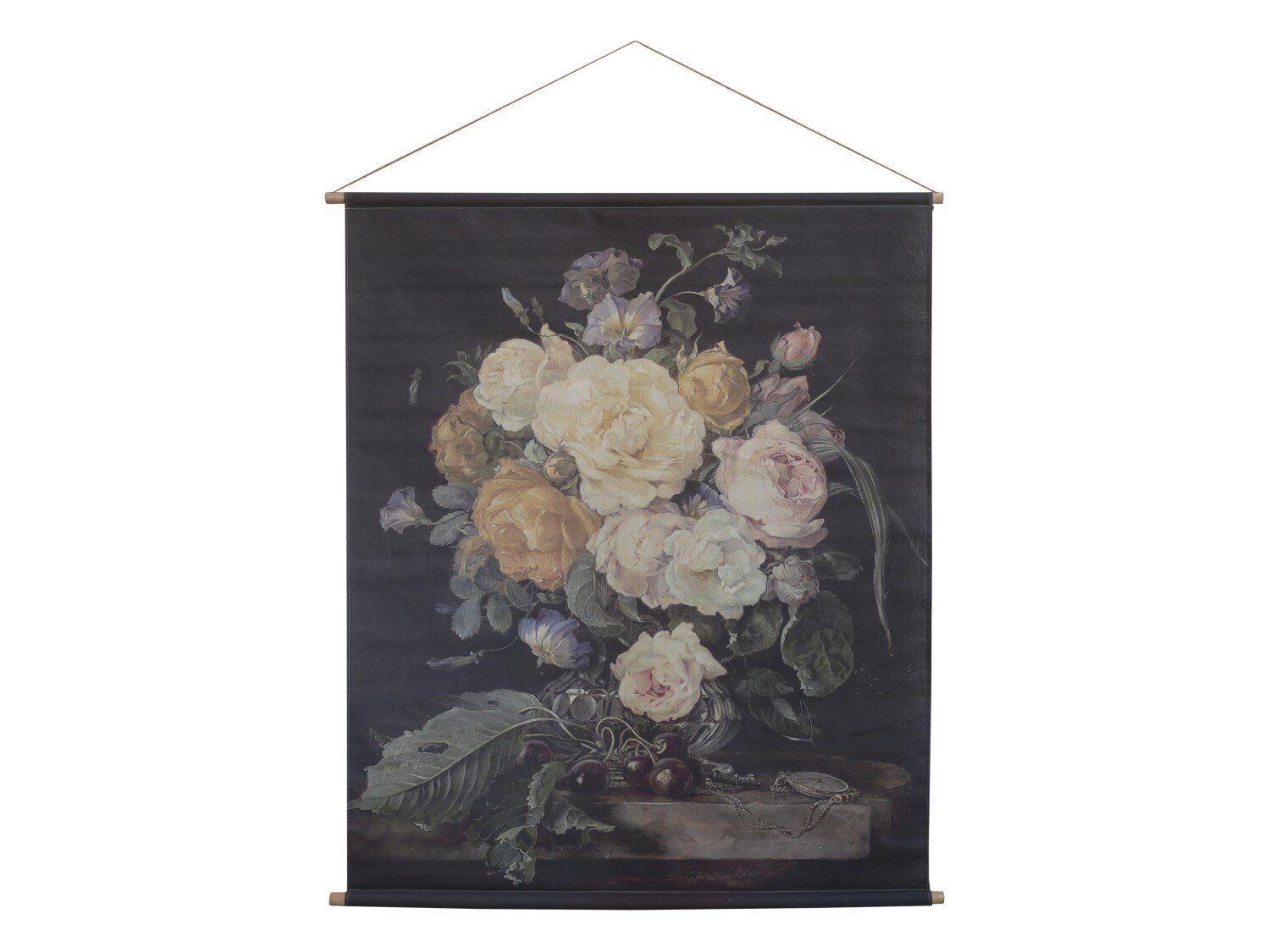Leinwandbild mit Blumendruck, schwarz H145/L124 cm