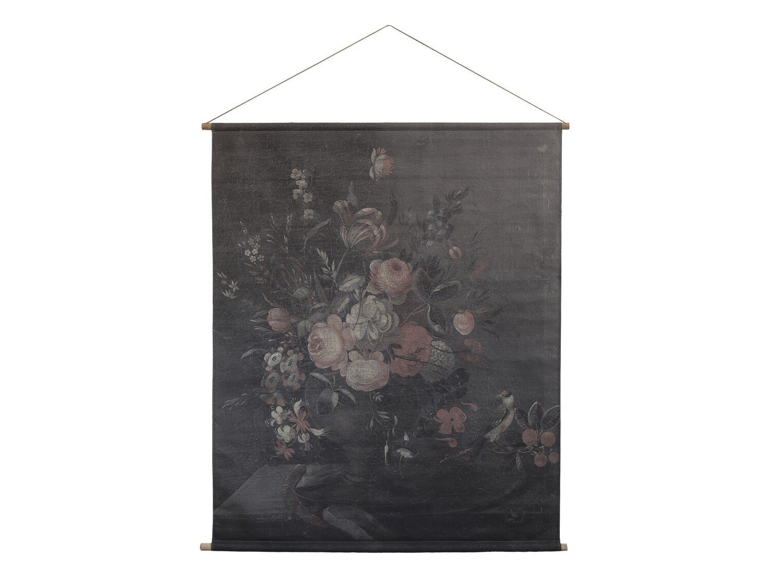 Leinwandbild mit Blumendruck zum Aufhängen, braun H145/L124 cm