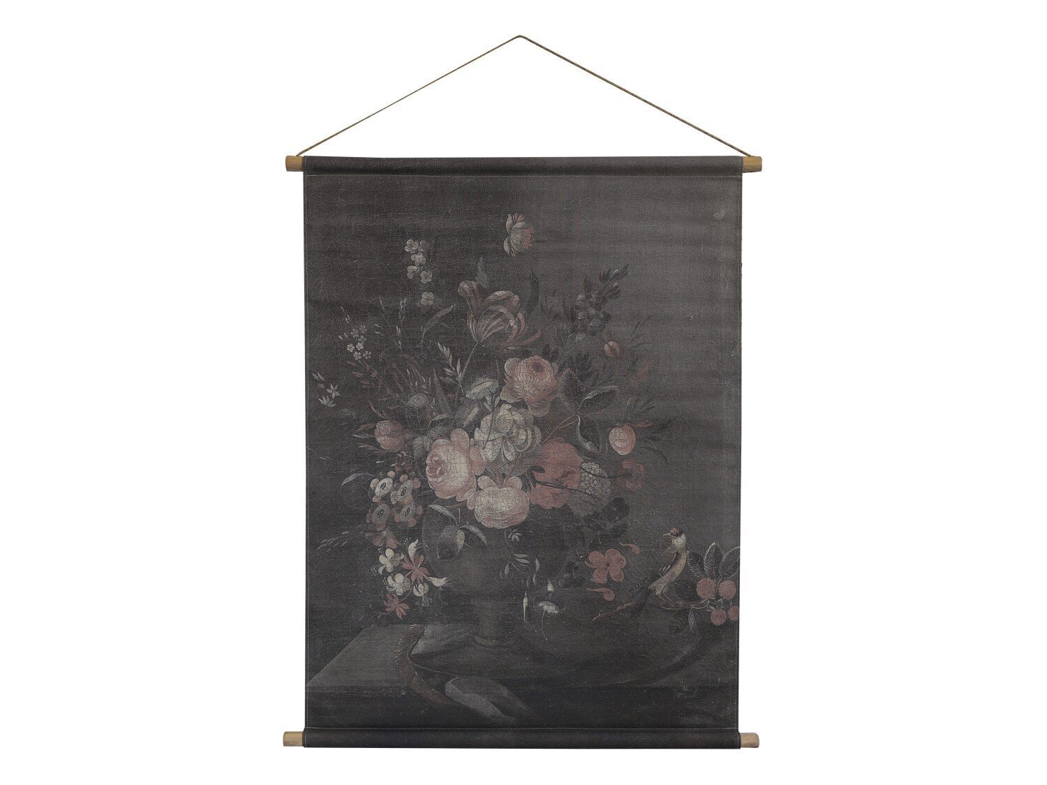 Leinwandbild mit Blumendruck zum Aufhängen, braun H97/L76 cm