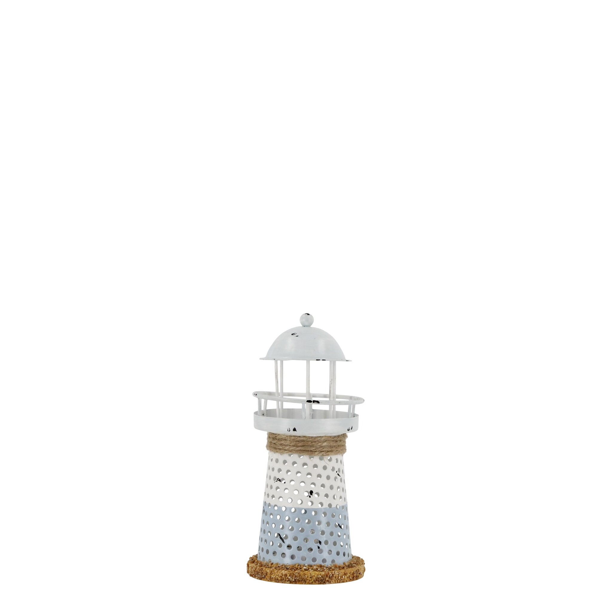 Leuchtturm mit LED und Timer, blau Höhe 15, Ø 6,5 cm ocean