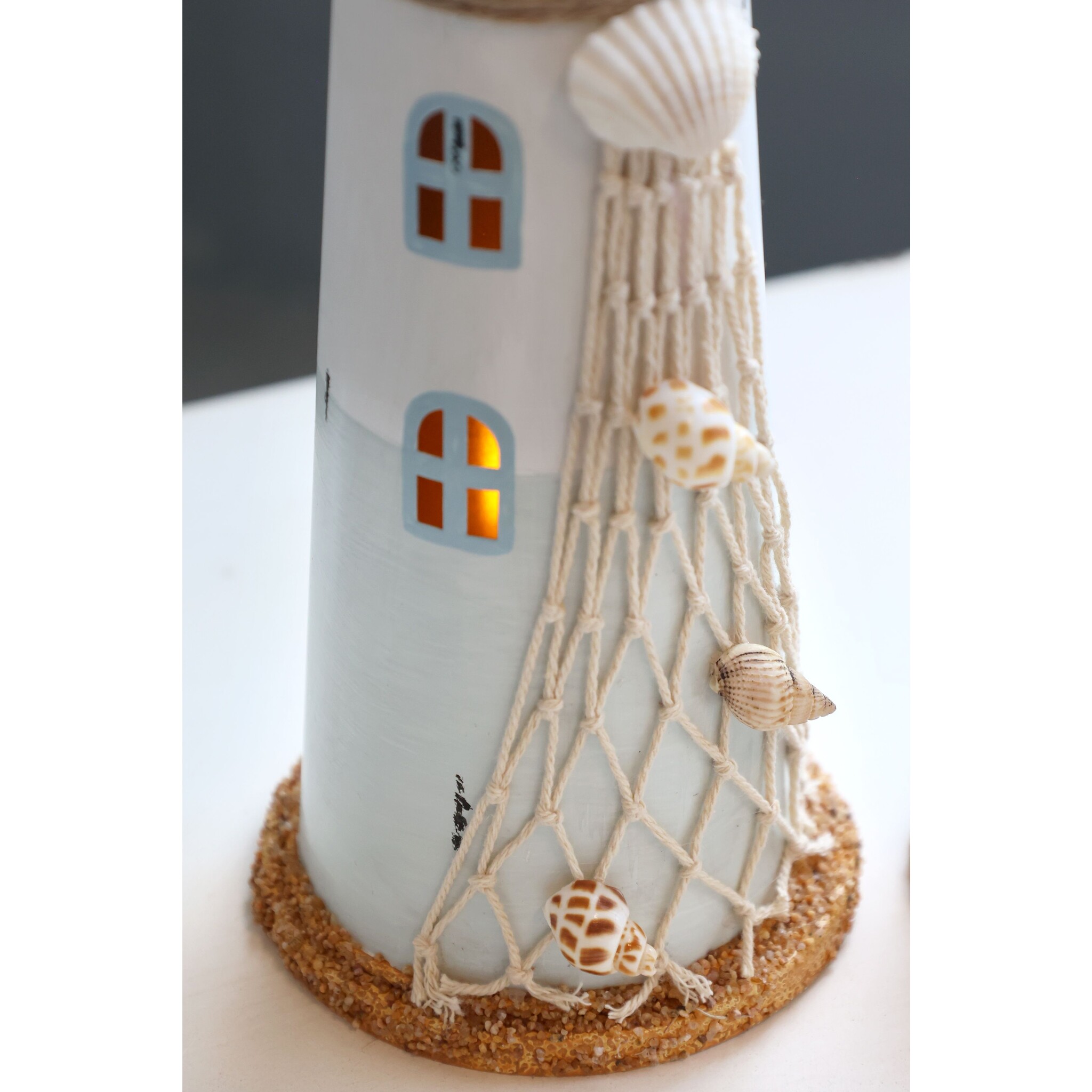 Leuchtturm mit LED und Timer, blau Höhe 28,5, Ø 9,5 cm ocean