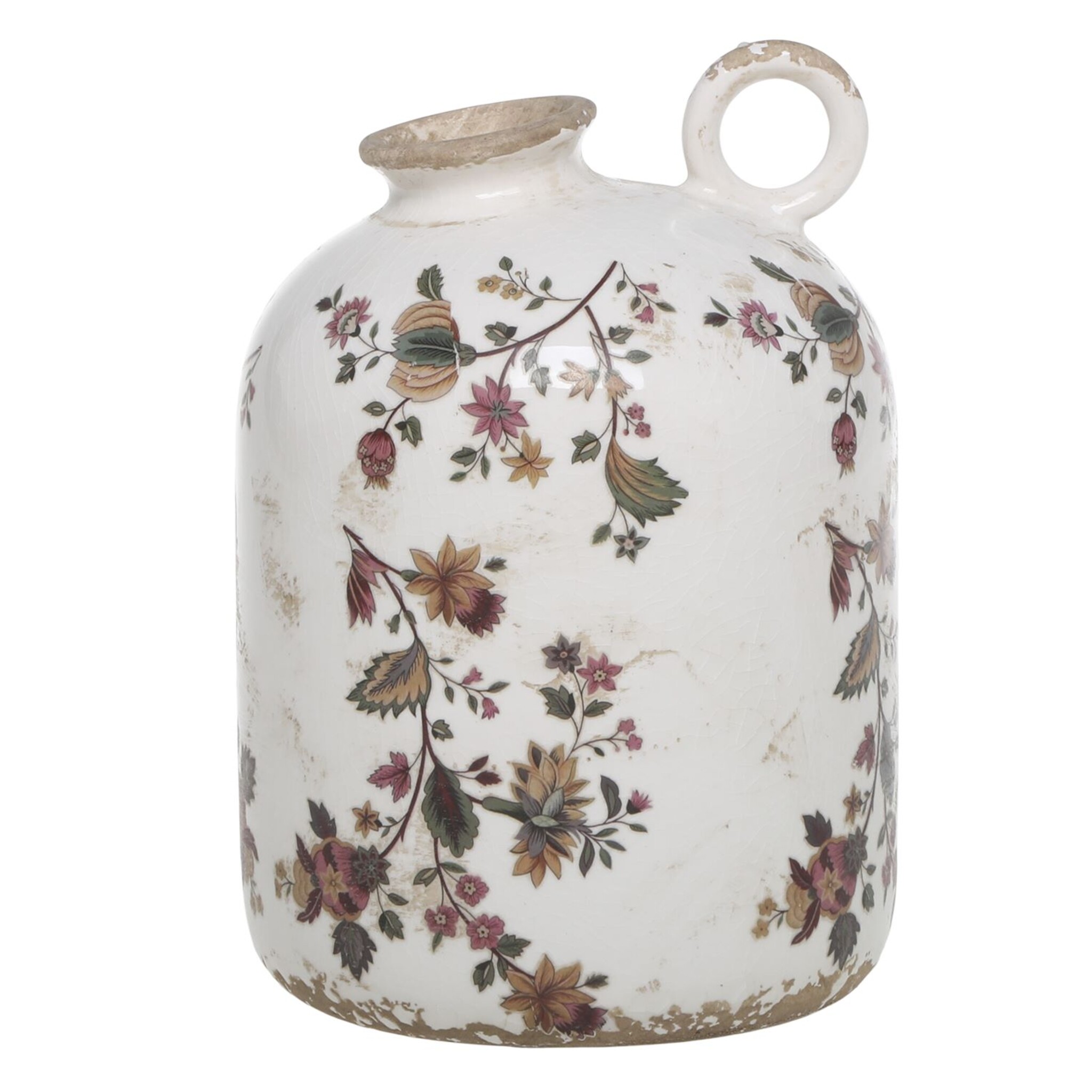 Nancy Vase mit Blumenmotiv, creme Höhe 18, Ø 12 cm