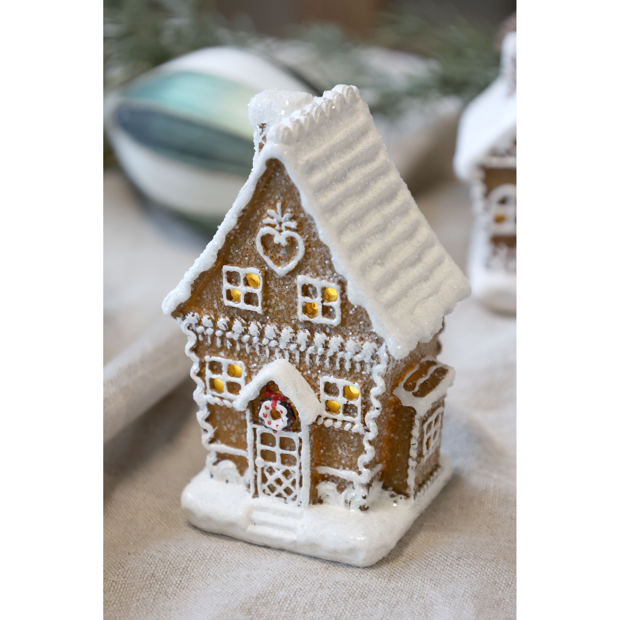 Noël Lebkuchenhaus mit LED, mocca 7 x 6 x 11 cm