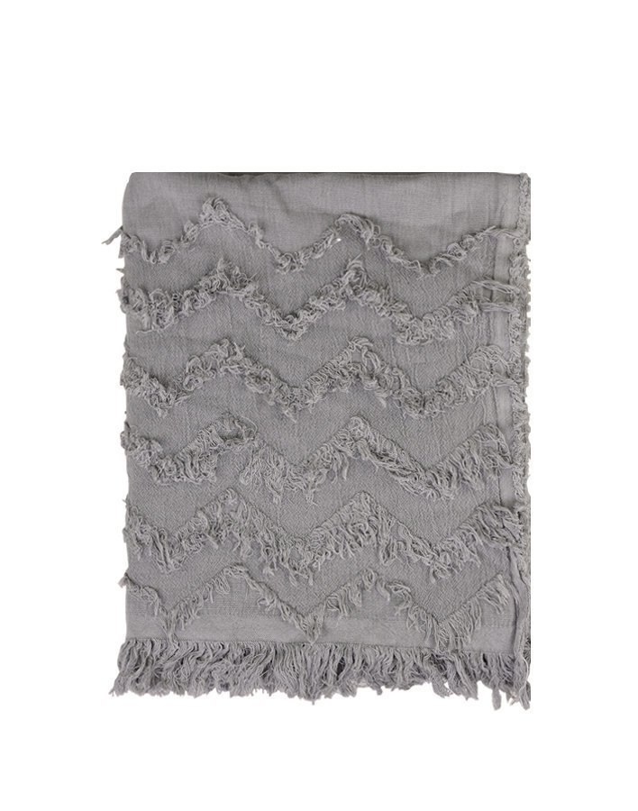 Chic Antique Plaid mit Fransen, mokka 