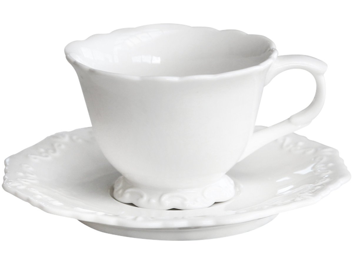 Chic Antique Provence Kaffeetasse mit Untertasse, weiss 