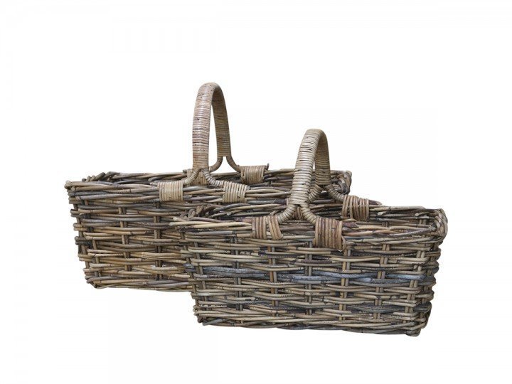Chic Antique Provence Korb im 2er Set, natur H37/L55/B30 cm und H50/L64/B40 cm