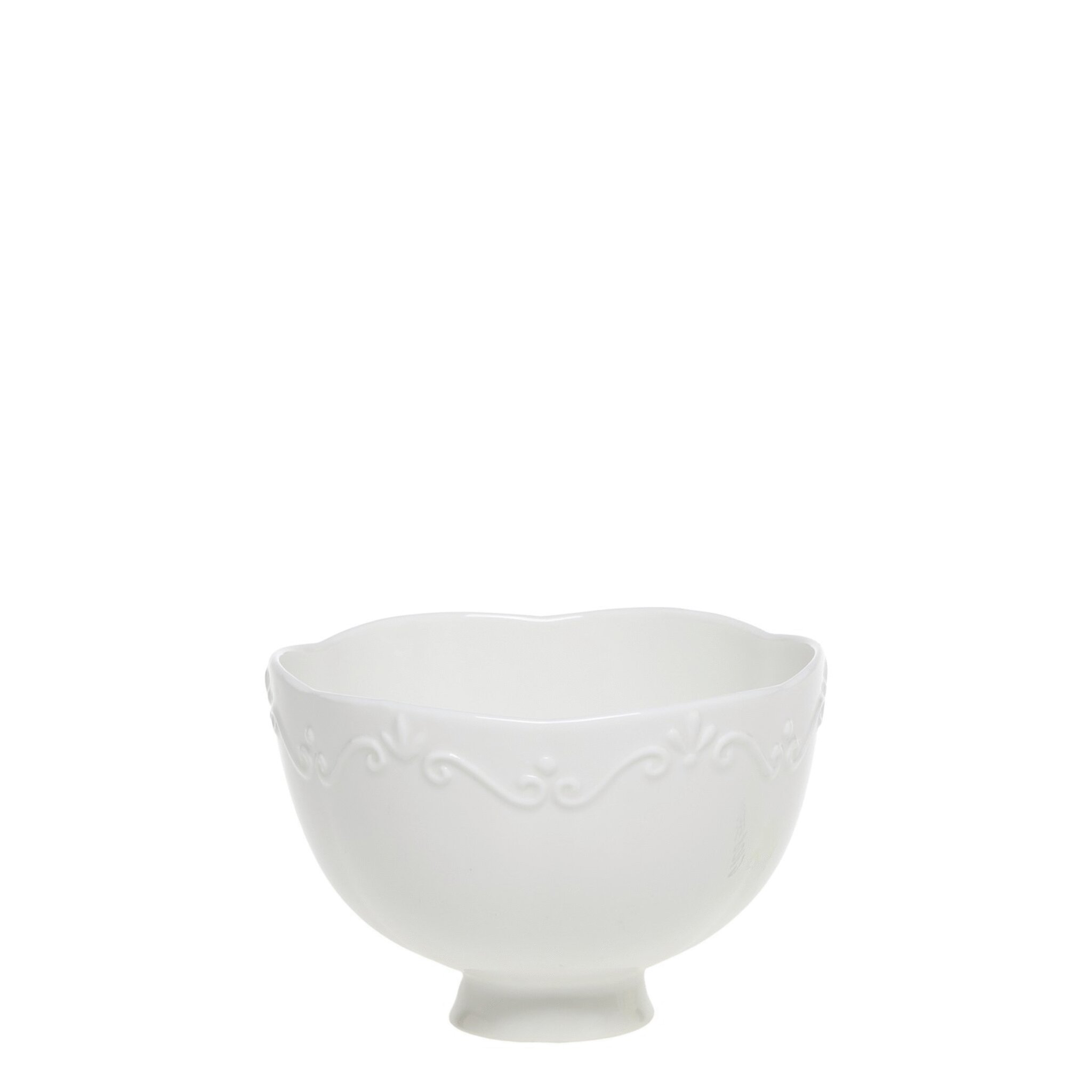Provence Schüssel aus Porzellan, weiss 10 cm, Ø 14 cm, 650 ml