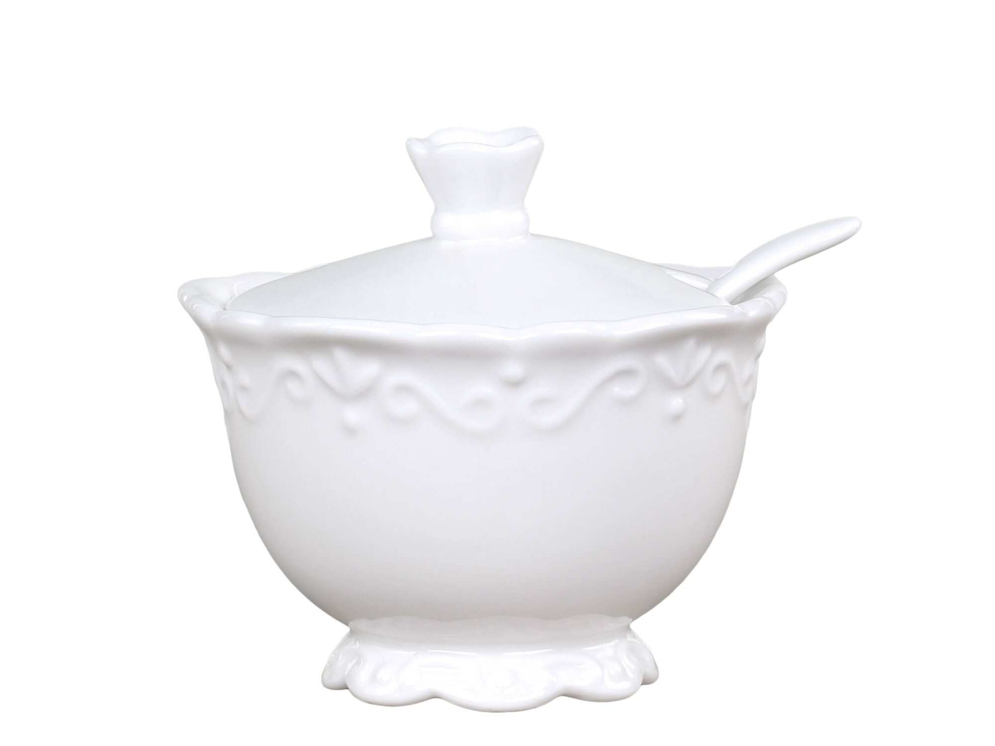 Chic Antique Provence Zuckerdose mit Löffel, weiss 