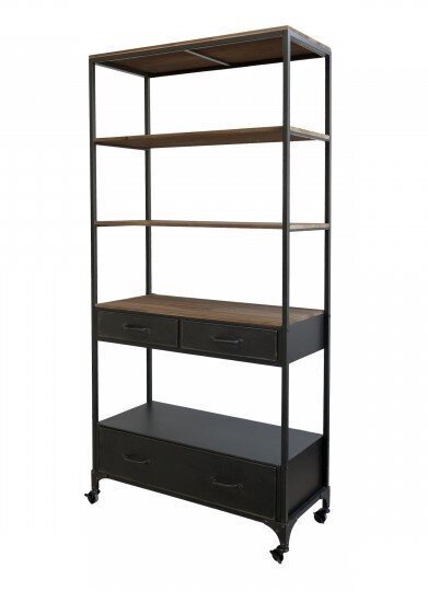 Regal auf Rädern mit Schubladen, antique schwarz 