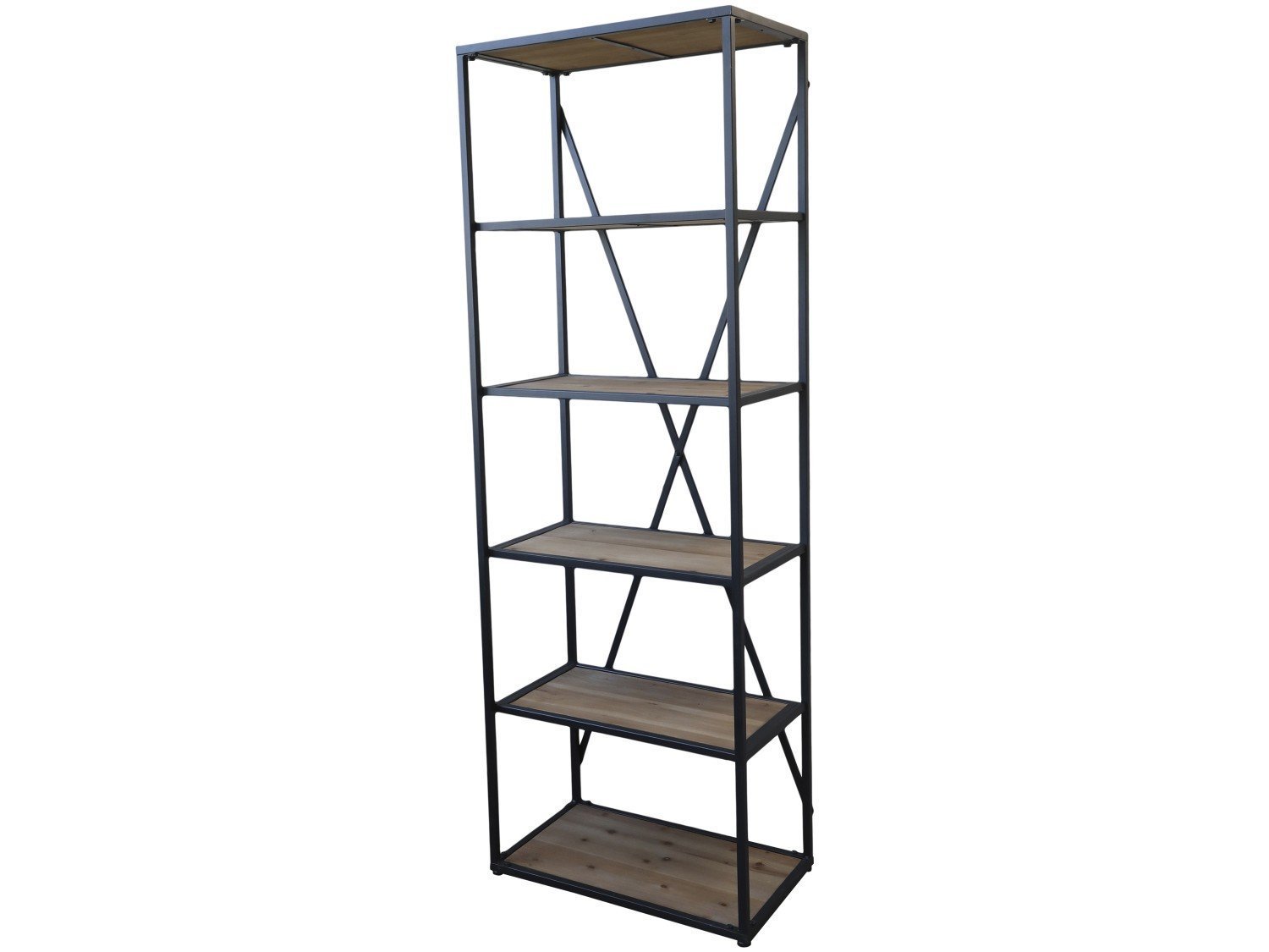 Regal mit 5 Holzfächern, antik schwarz 
