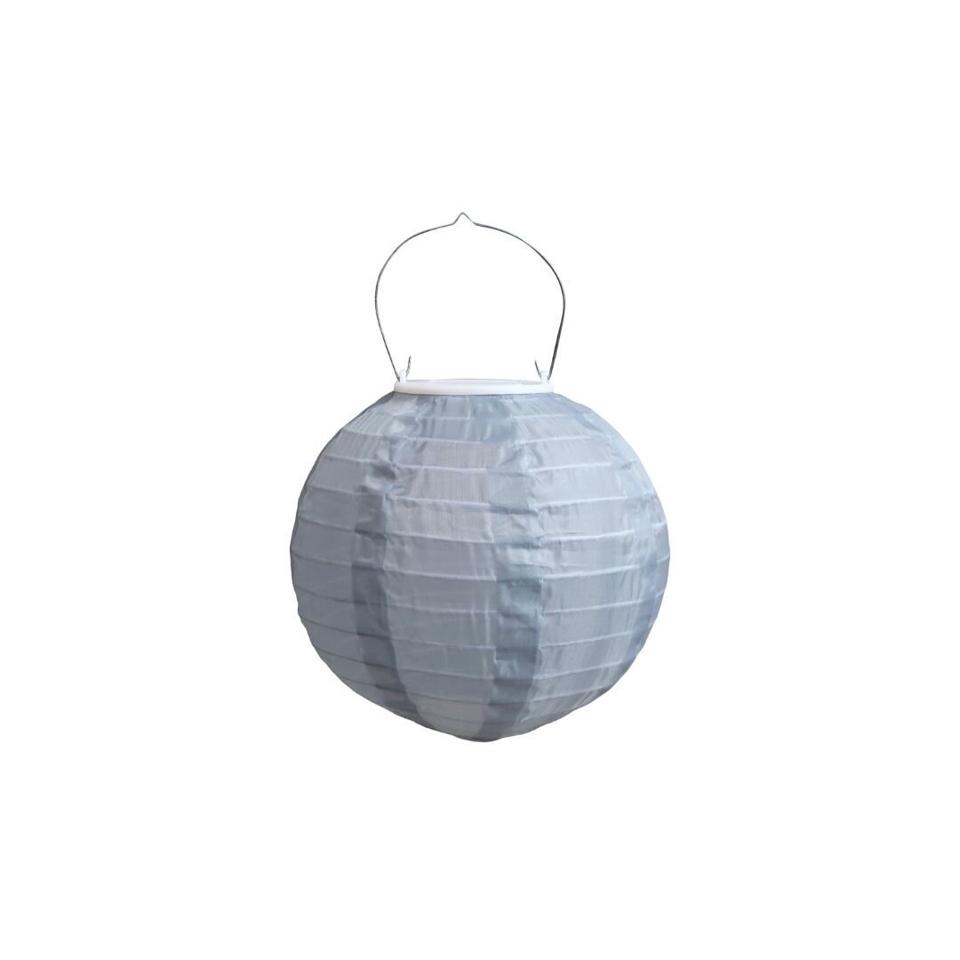 Reispapier Lampe mit Solarzellen, franz. grau Ø20 cm