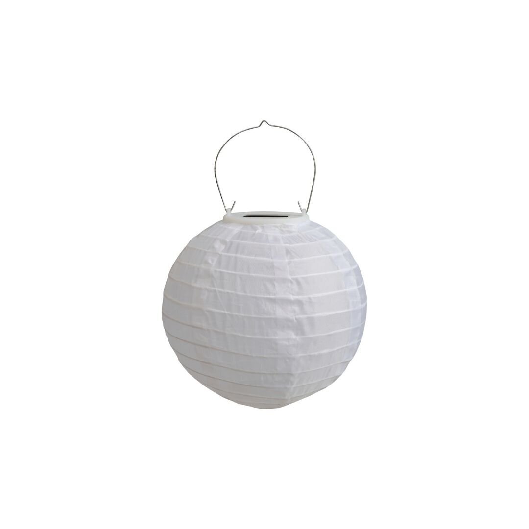 Reispapier Lampe mit Solarzellen, weiss Ø20 cm