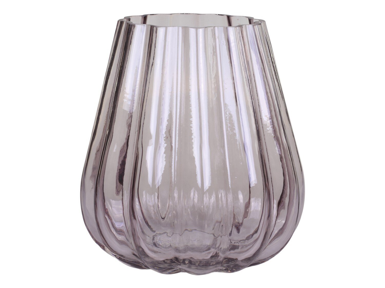 Rillenvase, taupe H19/Ø18 cm
