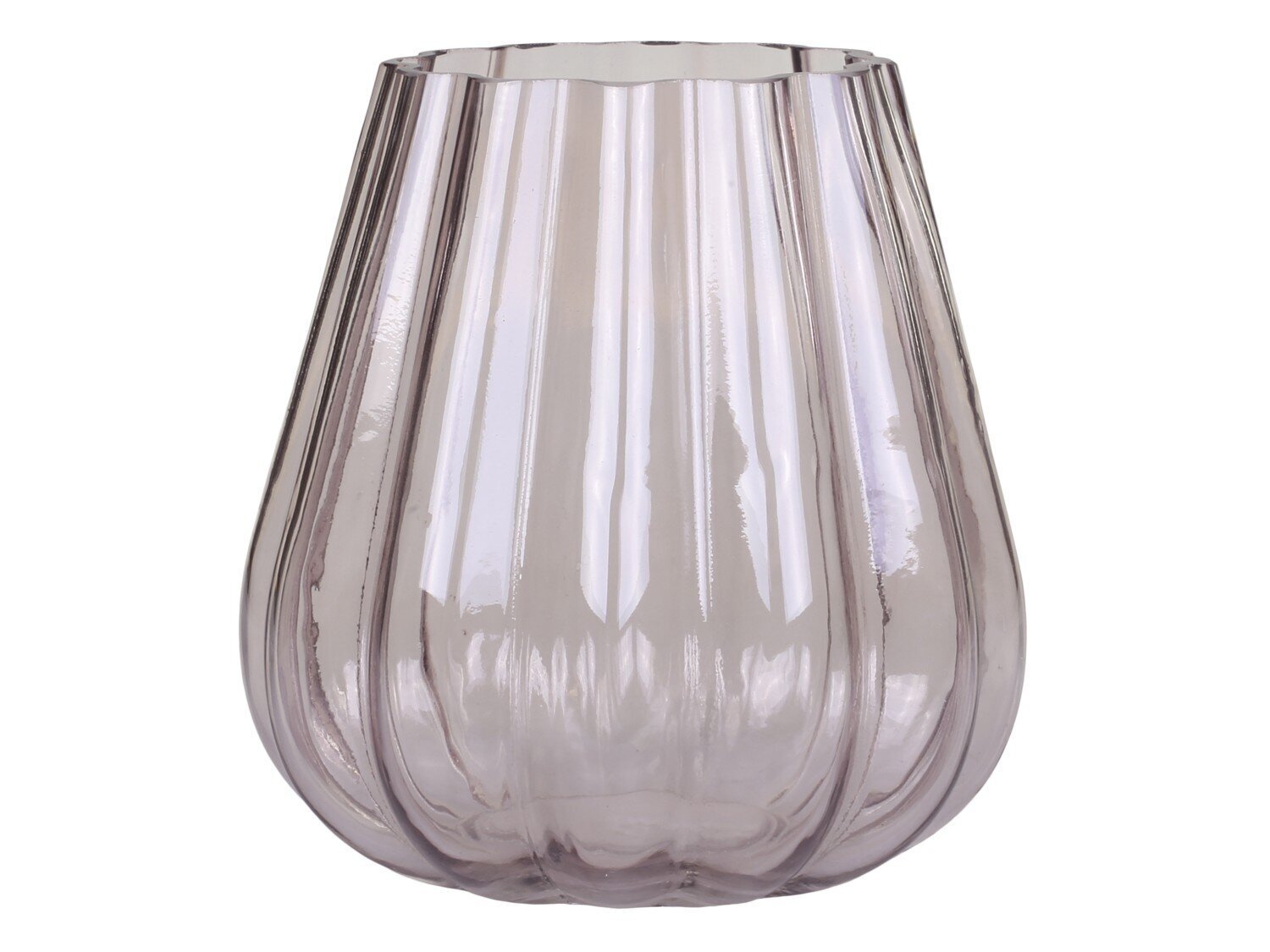 Rillenvase, taupe H15/Ø14 cm