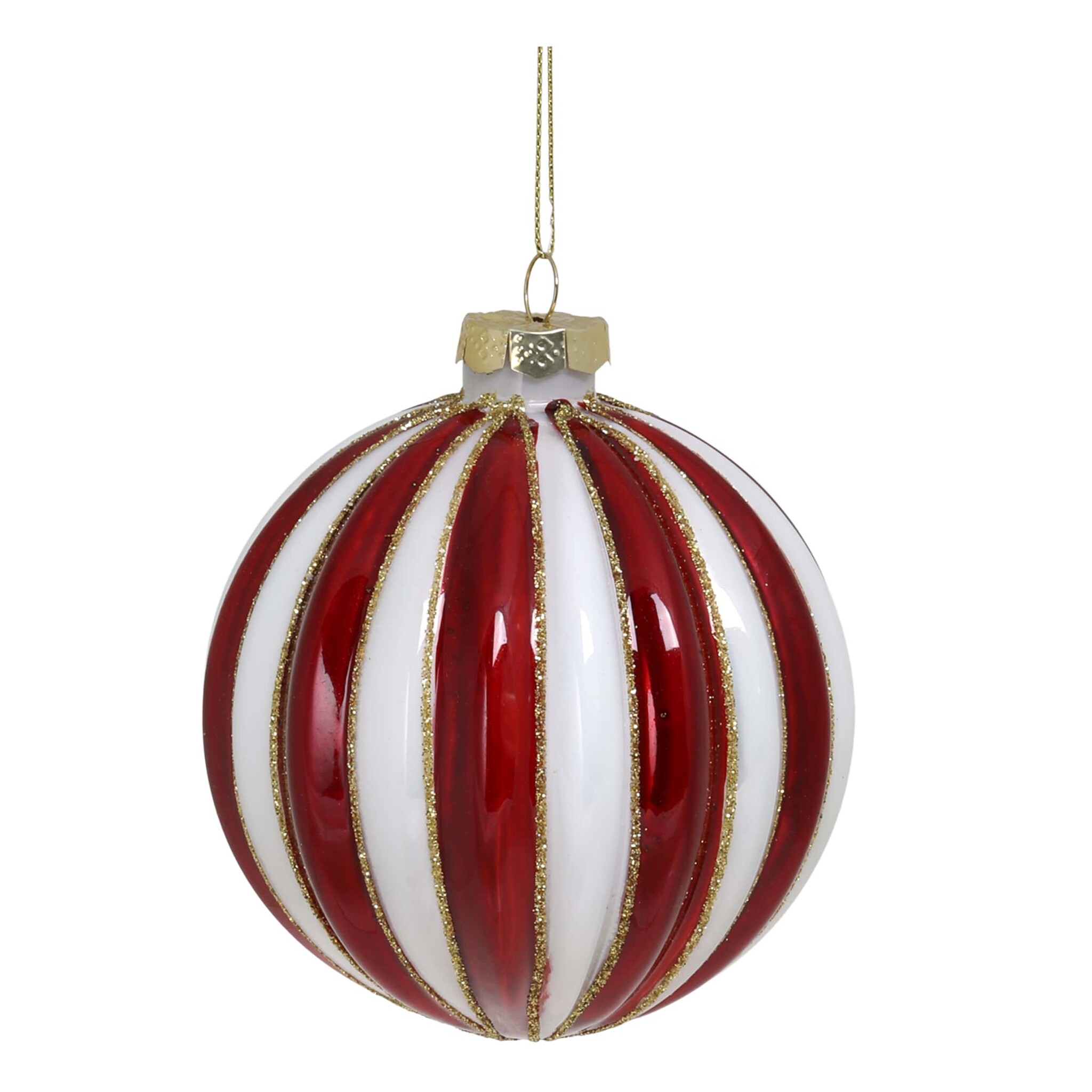 Rot Gestreifte Weihnachtskugel aus Glas, rot Ø 10 cm