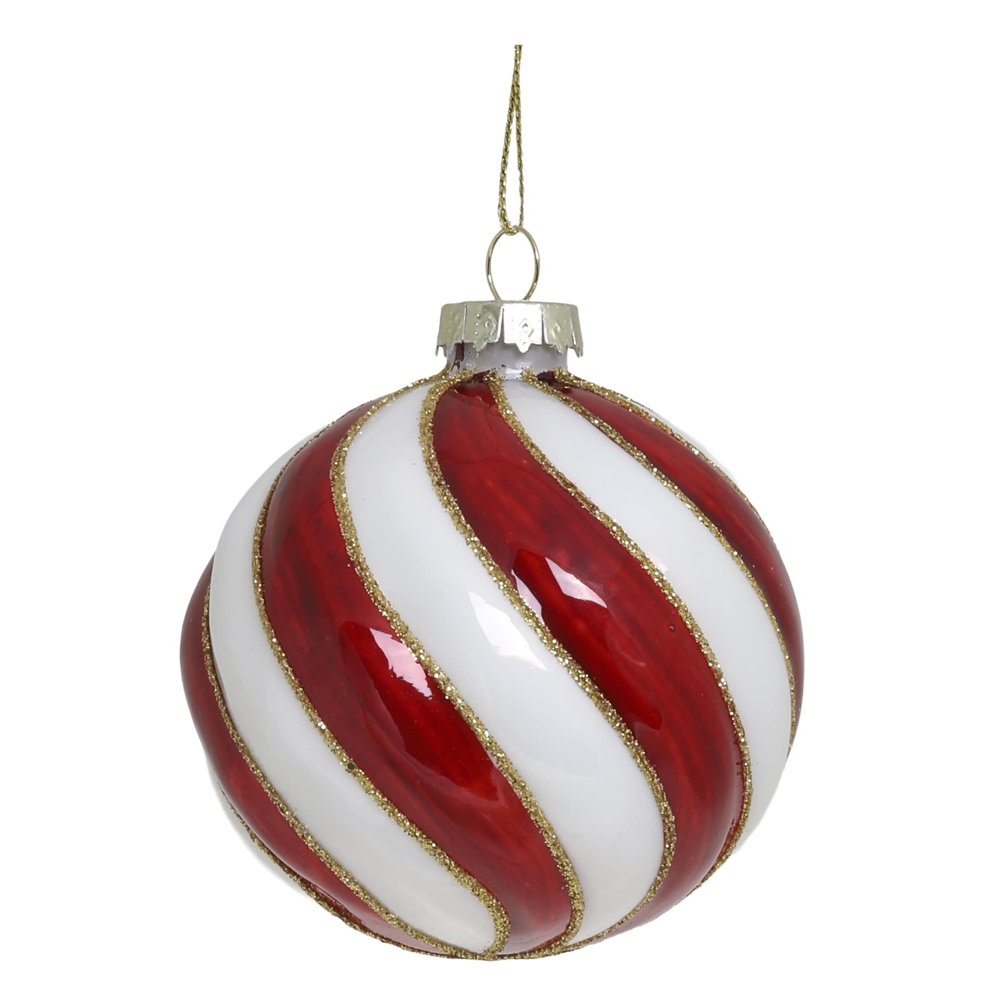 Rot Gestreifte Weihnachtskugel aus Glas, rot Ø 8 cm
