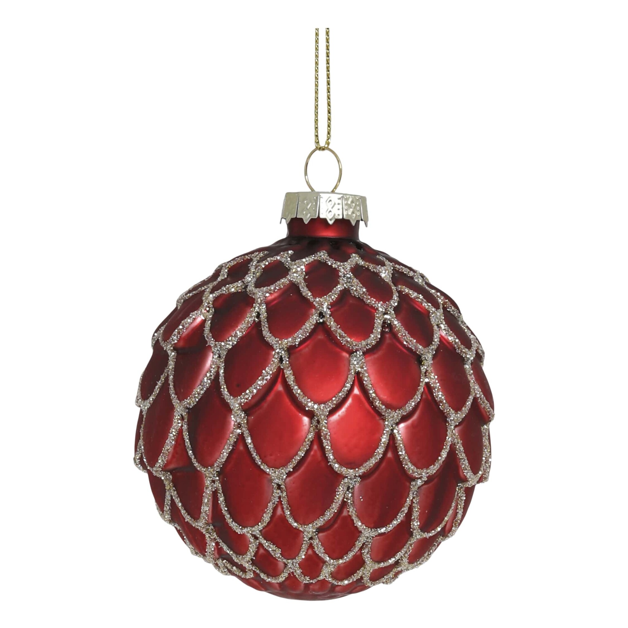 Rote Weihnachtskugel aus Glas, rot 