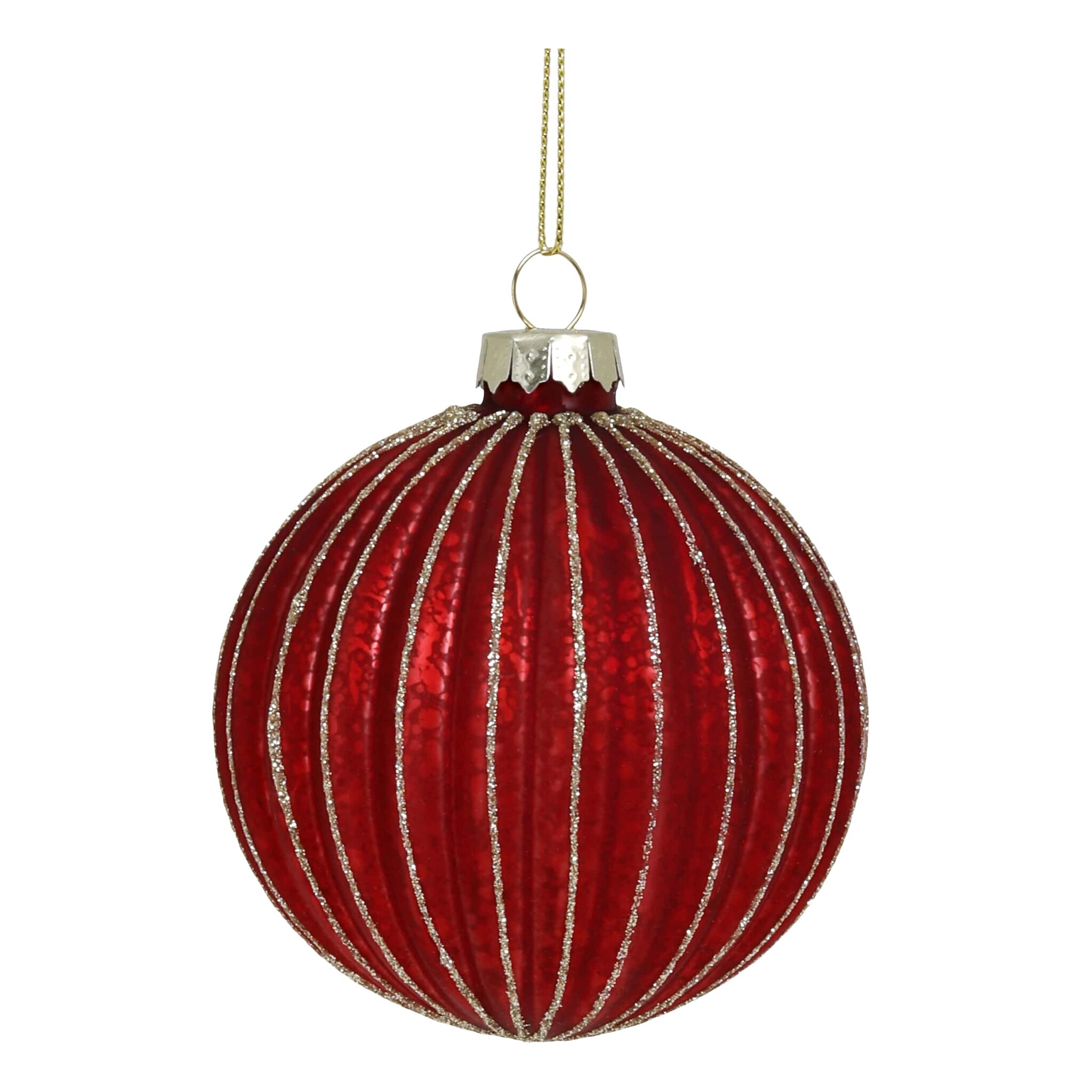 Rote Weihnachtskugel aus Glas, rot 