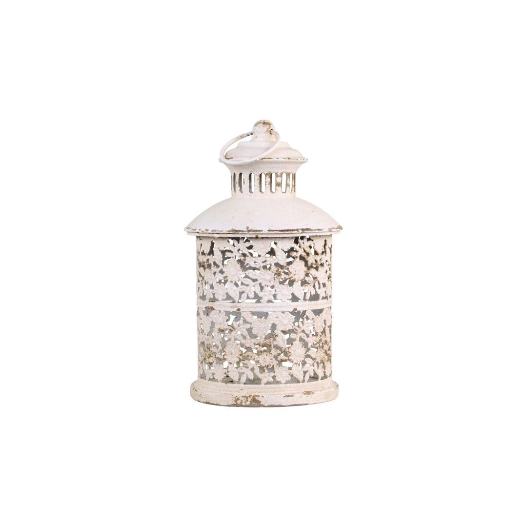 Runde Laterne mit Blumenmuster, antique creme 