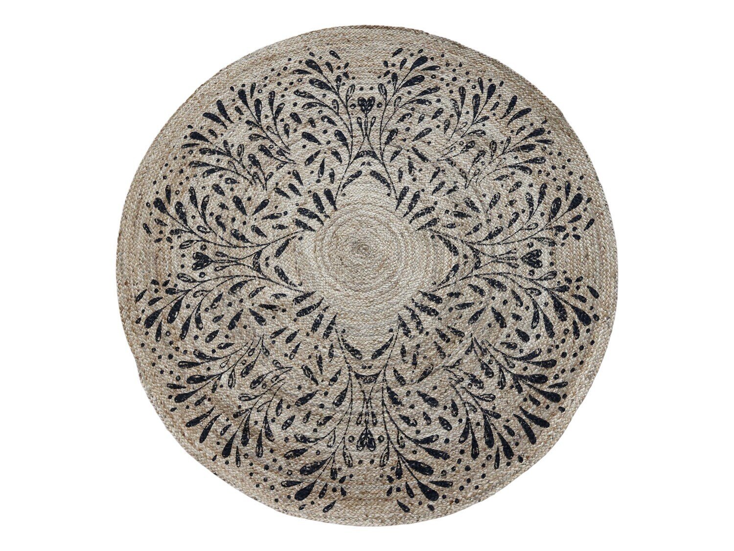 Runder Teppich aus Jute mit Muster, natur Ø160 cm