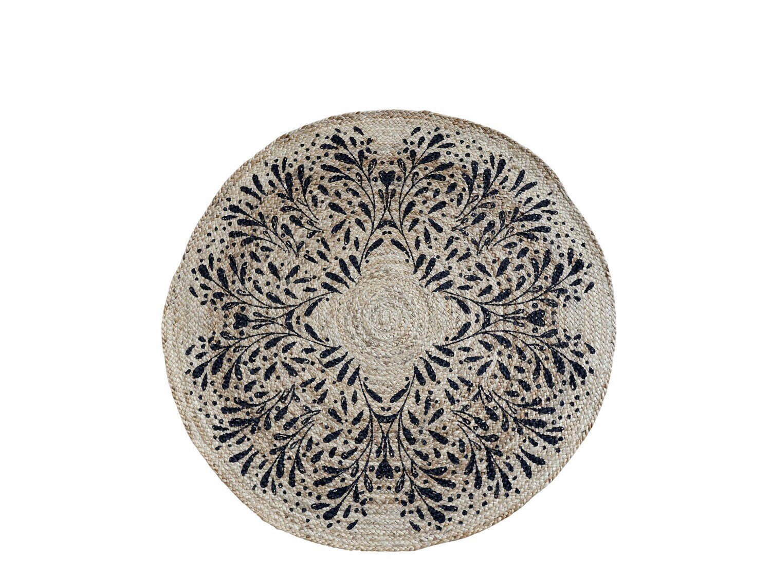 Runder Teppich aus Jute mit Muster, natur Ø110 cm