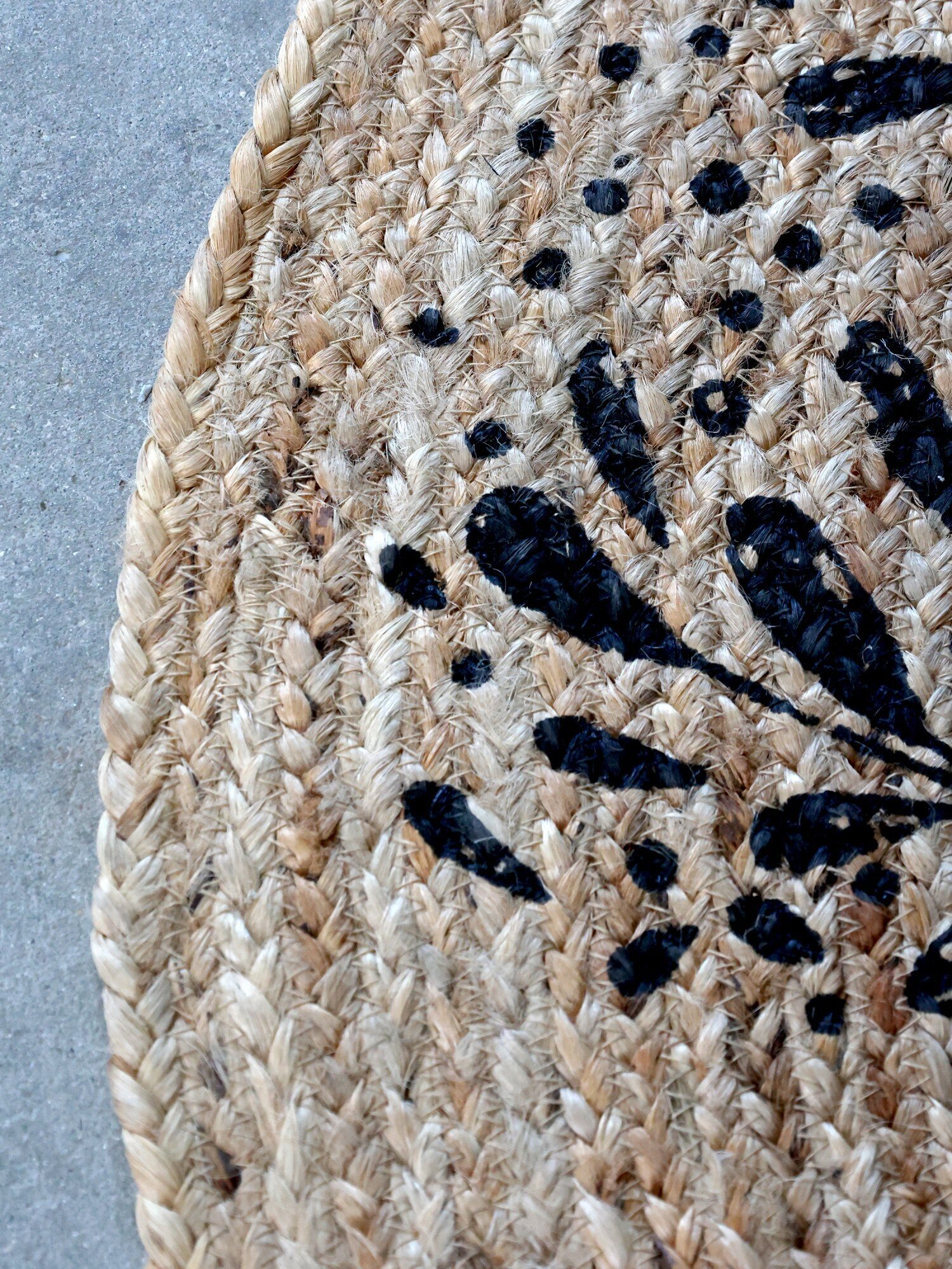 Runder Teppich aus Jute mit Muster, natur 