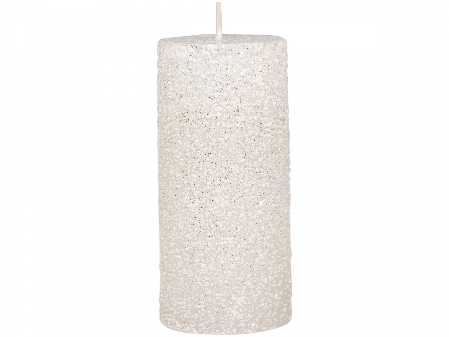 Rustikale Stumpenkerze mit Glitzer, creme H11/Ø5 cm