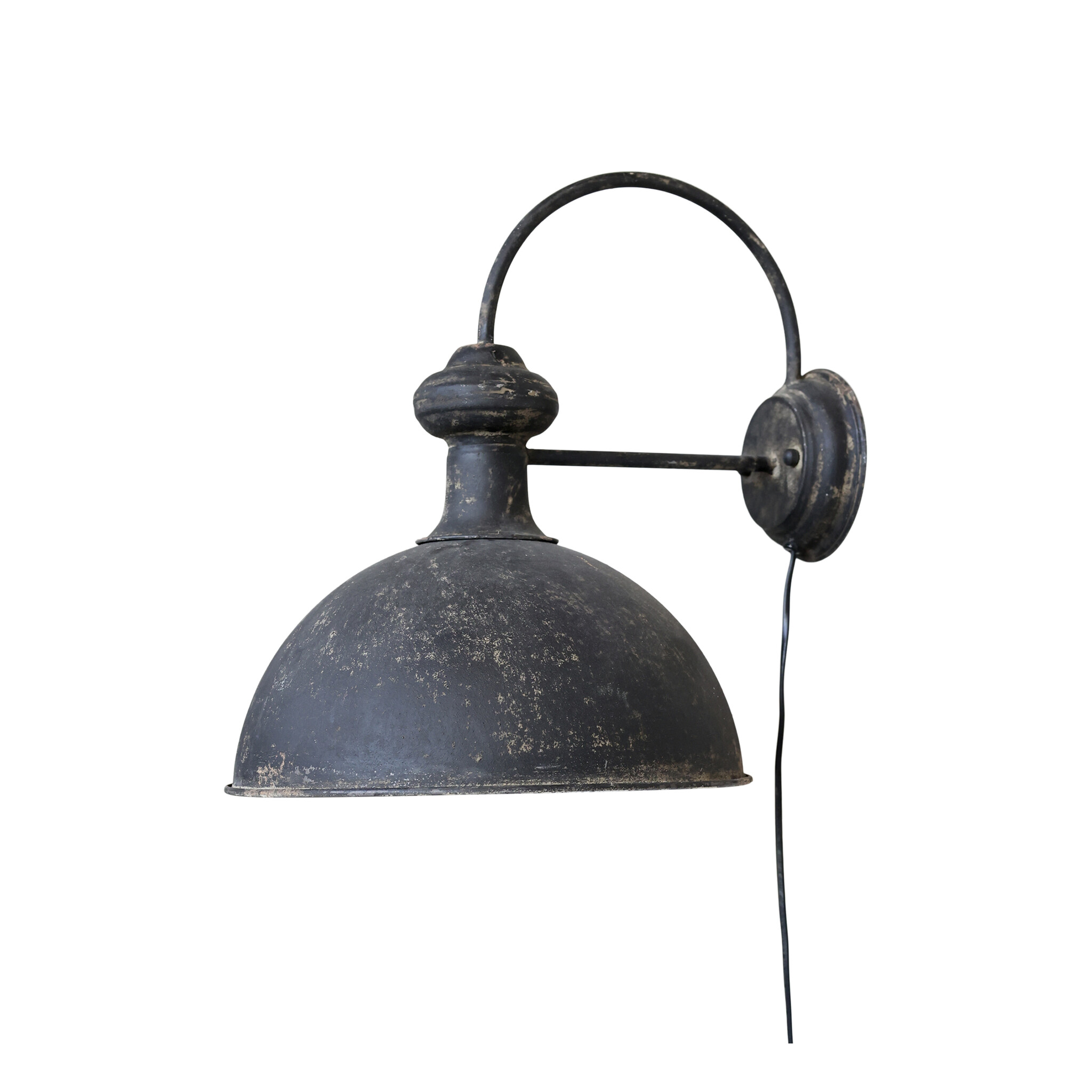 Rustikale Wandlampe antik schwarz, schwarz 